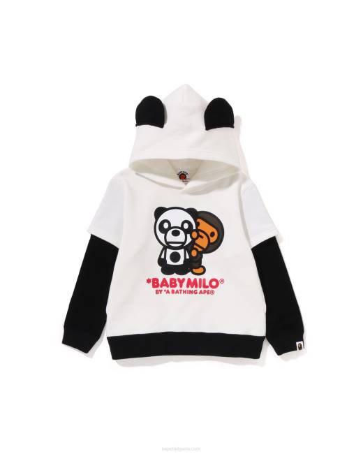 бебе milo panda многослоен пуловер с качулка деца A Bathing Ape 8ZPP1461 бяло
