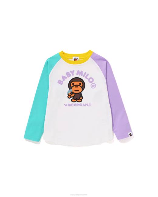 реглан тениска с понички baby milo деца A Bathing Ape 8ZPP1465 бяло